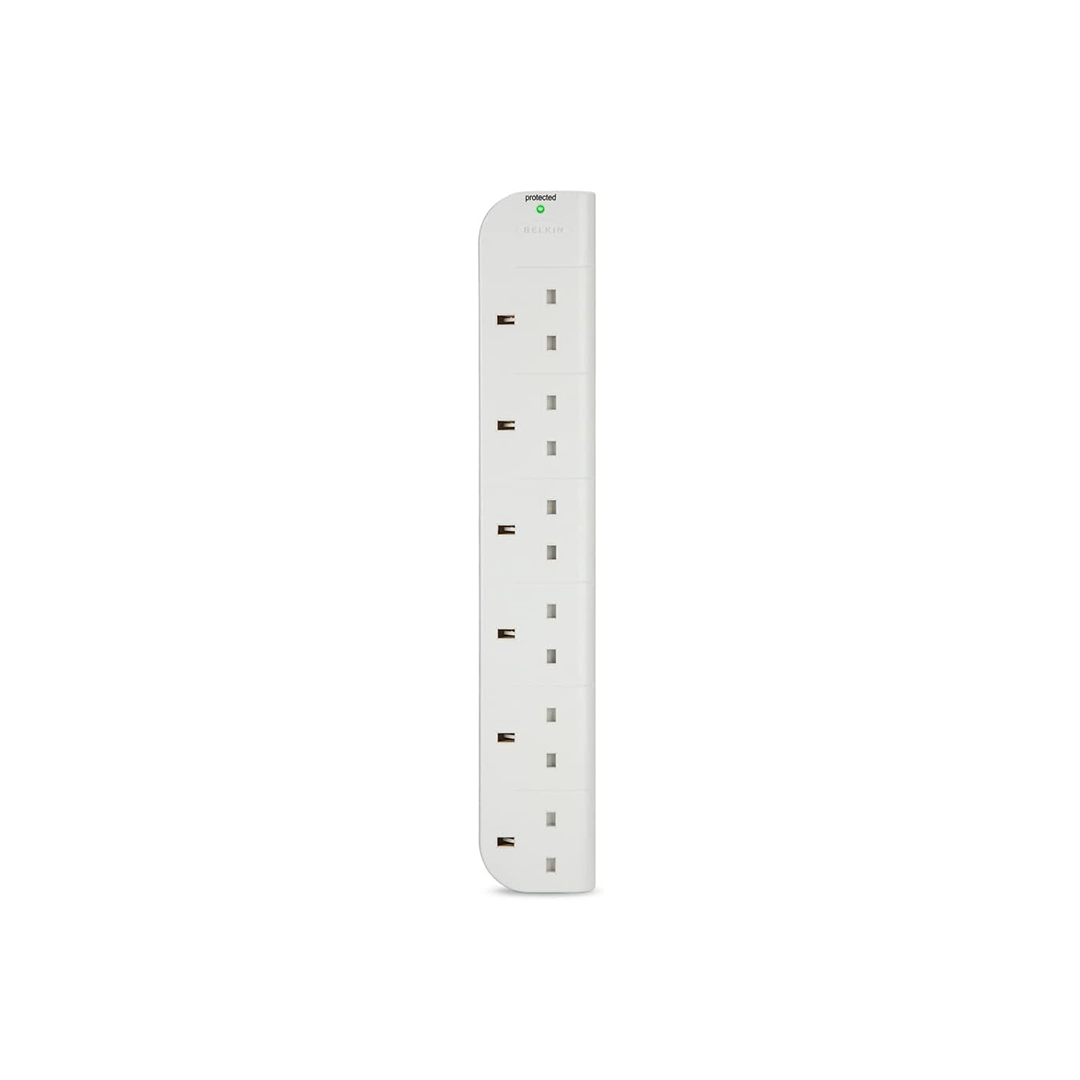 وصلة تمديد بيلكين E Series 6 Plug SurgeStrip Surge المحمية - أبيض وصلة تمديد بيلكين E Series 6 Plug SurgeStrip Surge المحمية - أبيض